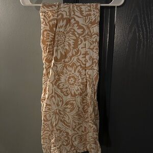 Floral Patterned wide leg, elastic waist pants in Tan and Cream